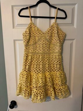 Lulu's Yellow Lace Mini Dress